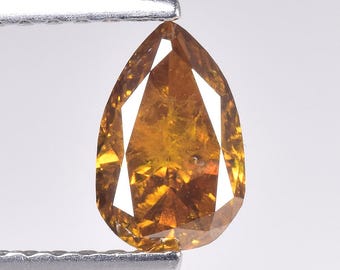 0.65cts Orange Brown Pear Natural Loose Diamond "SEE VIDEO"