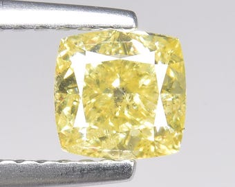 1.01cts Fancy Yellow Cushion Natural Loose Diamond "SEE VIDEO"