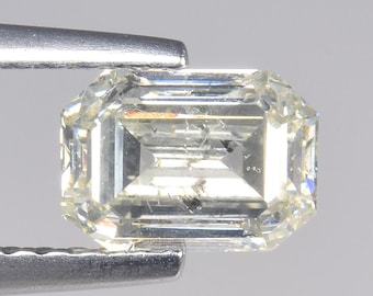 1.09cts Gray Yellow Emerald Cut Natural Loose Diamond "SEE VIDEO"