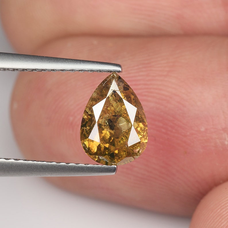 1.53cts Champagne Brown Pear Natural Loose Diamond SEE VIDEO