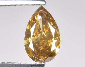 1.11cts Yellowish Brown Pear Natural Loose Diamond "SEE VIDEO"