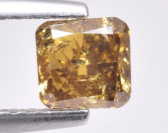 0.54cts Champagne Yellow Cushion Natural Loose Diamond "SEE VIDEO"