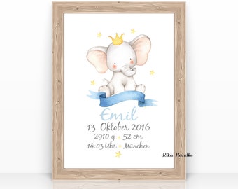 Personalisierte Geburtsanzeige, Babyposter Geschenk Geburt, Geburtsposter, Baby Geschenk, Kinderzimmerbild, Taufe Mädchen, Junge, Namensbild