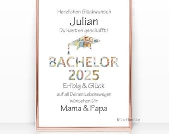 Money gift card, graduation gift 2025, bachelor congratulations, bachelor gift, personalized money gift, giving money as a gift, A4 poster