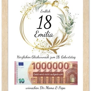 Carte de félicitations personnalisée en argent pour un 18e anniversaire | Cadeau d'anniversaire en espèces | Cadeau d'anniversaire pour fille/fils | Fichier PDF