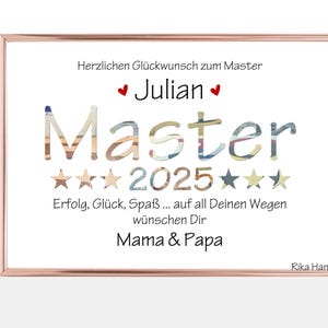 Abschlussgeschenk 2025 Geldgeschenk Karte Master - Master Abschluss Geschenk, Glückwünsche zu Master, Geld verschenken, A4 Poster