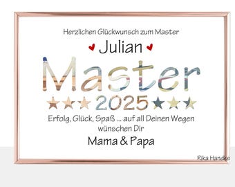 Graduation Gift 2025 Cash Gift Card Master - Master Graduation Gift, Congratulations on Master, Give Away Money, A4 Poster