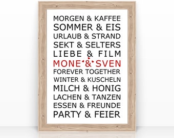 Wedding gift, wedding gift "Morning & Coffee" gift poster art print, picture, love, valentine,