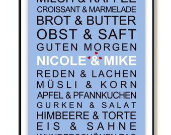 Geschenk Hochzeit Name, Hochzeitgeschenk personalisiert, "Milch & Kaffee" wir gehören zusammen, Kunstdruck, Poster, Druck, Familie, Zuhause,