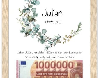 Regalo en efectivo personalizado Confirmación I Comunión I Dedicación Juvenil I Regalo de Bautismo I Regalo de Comunión I Tarjeta de Felicitaciones