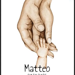 Personalisierte Geburtsanzeige Hände, Babyposter Geschenk Geburt, Taufgeschenk, Baby Geschenk, Taufe Mädchen, Junge