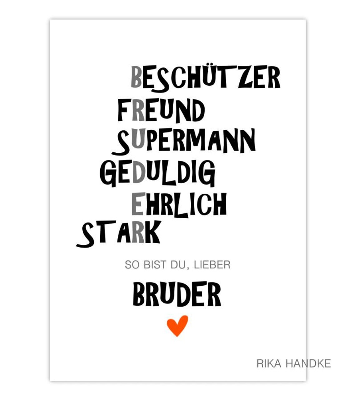 Kunstdruck Spruch bester BRUDER Geschenk Sprüche Etsy