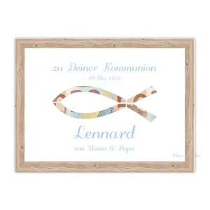 Geldgeschenk Karte Geburt + Taufe, Kommunion , Konfirmation Glückwünsche Geschenk, Geld Geschenk mit Namen, Geschenkidee Tauffisch