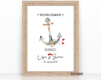 Personalized money gift card for weddings with a heart motif – a creative wedding gift for bridal couples to frame and give as a present