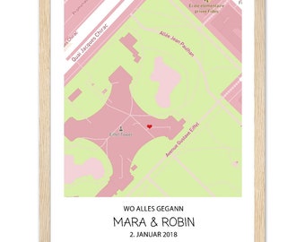Hochzeitsgeschenk personalisiert | Wo alles begann Poster | Stadtkarte Koordinaten Bild | Stadtkarte Geschenk Hochzeit Valentin Jahrestag