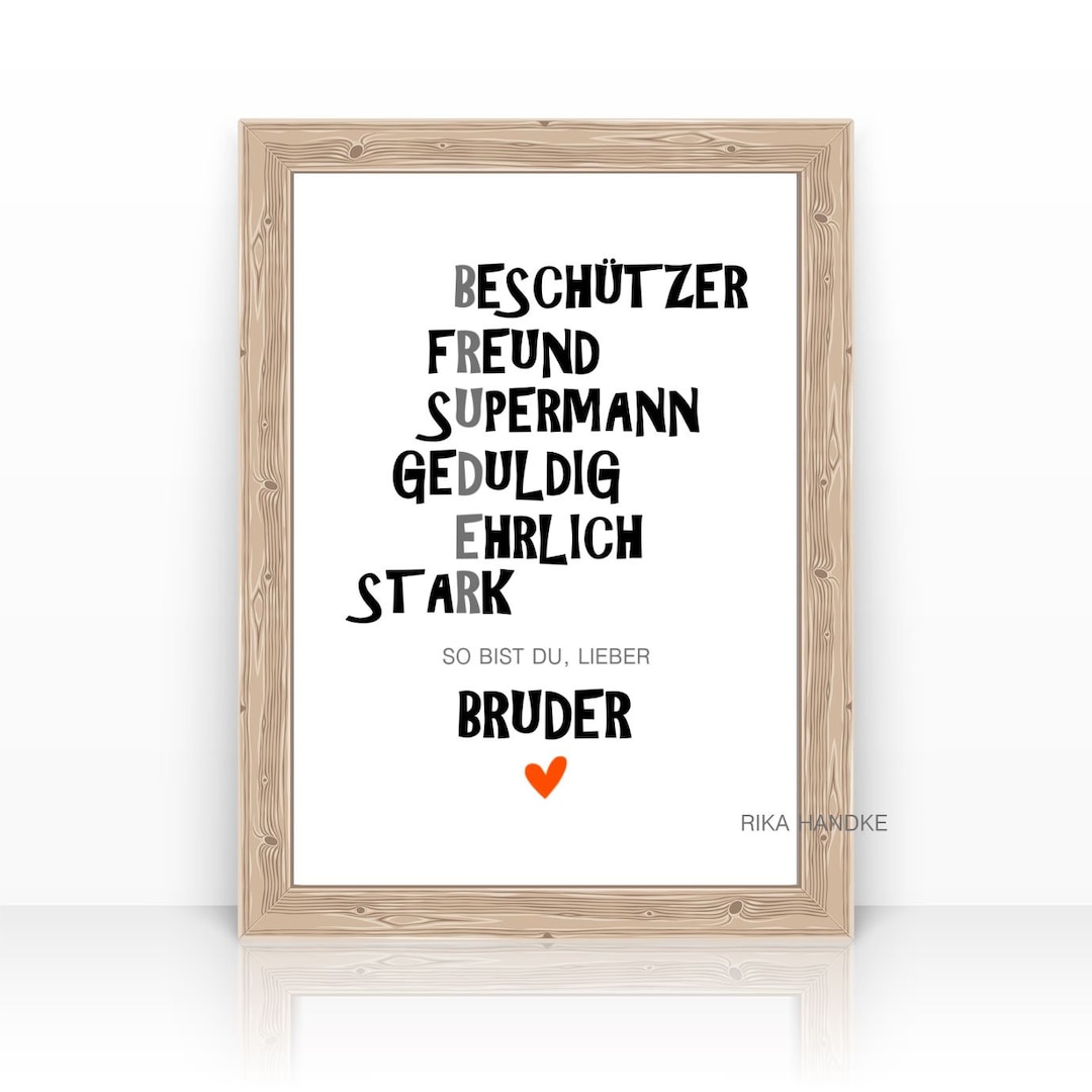 Kunstdruck, Spruch bester "BRUDER" Geschenk, Sprüche Poster, Geschenk