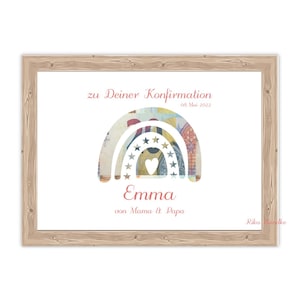 Geldgeschenk Karte Geburt + Taufe, Kommunion , Konfirmation Glückwünsche Geschenk, Geld Geschenk mit Namen, Geschenkidee Regenbogen