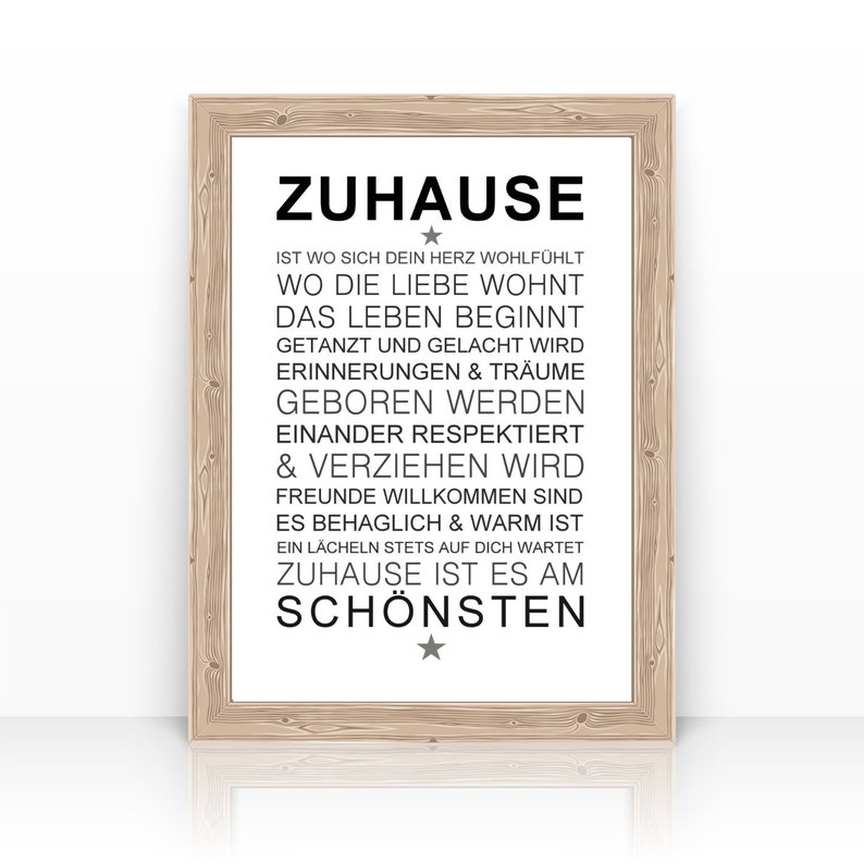 Zuhause, Familie, Poster, Druck, Zeitraum Kunstdruck, Hochzeitsgeschenk, Geschenk, Hochzeit, Liebe, Wandbild, Dekoration, Bild, Stern Bild 1