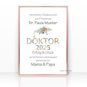 Abschlussgeschenk Geldgeschenk Karte, Doktor 2025 Doktor Promotion Geschenk, Glückwünsche zu Doktor, Geld verschenken, A4 Poster