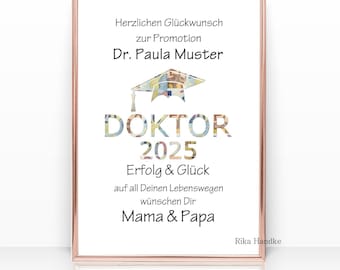 Graduation gift, money gift card, Doctorate 2025, PhD gift, congratulations on receiving your doctorate, giving money as a gift, A4 poster