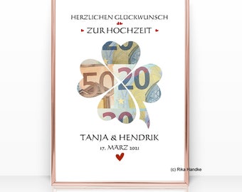 Personalized wedding gift | Wedding money gift card | Wedding present for the bride and groom | A4 poster | Money gift idea | Gift idea