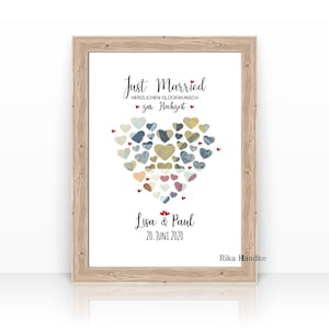 Hochzeitsgeschenk Herz |personalisierte Geldgeschenk Karte zur Hochzeit für das Brautpaar | Ehepaar|Jubiläum | Geschenkidee | A4 Poster