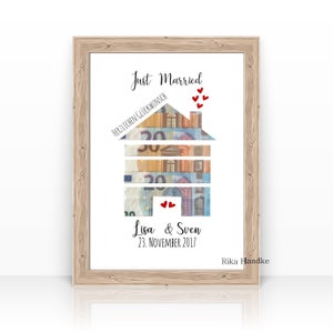 Hochzeitsgeschenk | Geldgeschenk Karte zur Hochzeit | Hochzeitshaus | Geschenk zum Umzug, Hauseinweihung, Wohnungseinweihung, Richtfest Bild