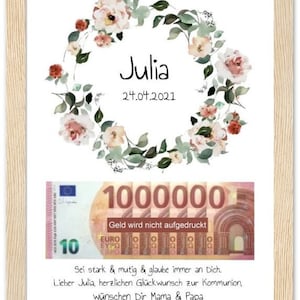 Personalisierte Geldgeschenk Karte Kommunion I Konfirmation I Jugendweihe I Taufgeschenk I Kommunionsgeschenk I Geld Glückwunsche Karte