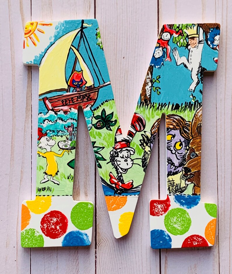 Book Letters Custom Hand Painted Wooden Letters Price Etsy