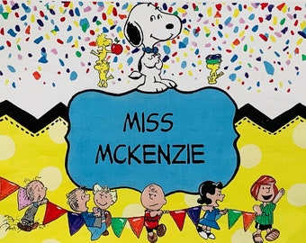 oh peanuts! confetti Personalized Teacher Sign