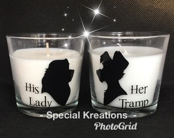 Lady and the Tramp Candle Set of Two. Birthday. Wedding. Engagement. Valentines Day. Anniversary. Mothers Day