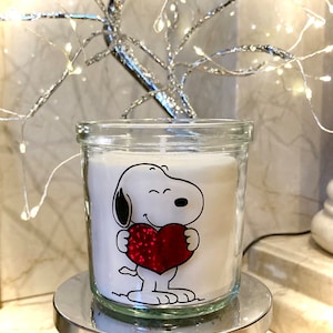 Snoopy Retro Style Scented Candle. Valentines Day, Wedding, Birthday, Mothers Day Anniversary