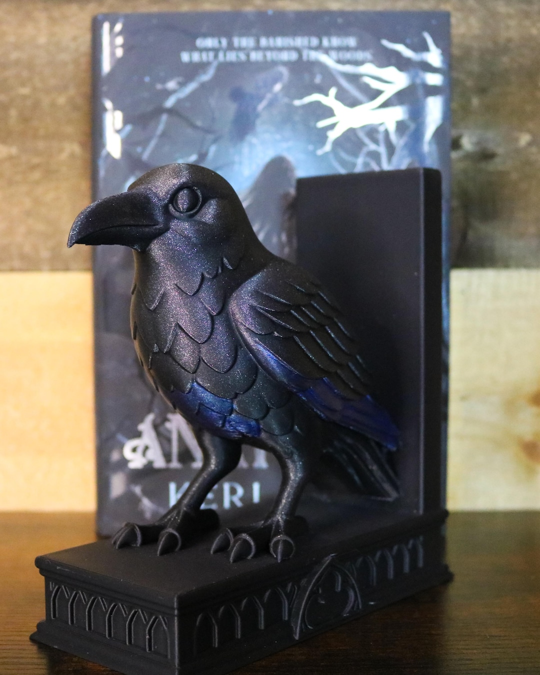 3D Printed Gothic Raven Book Ends | Dark Fantasy Bookshelf Decor ...