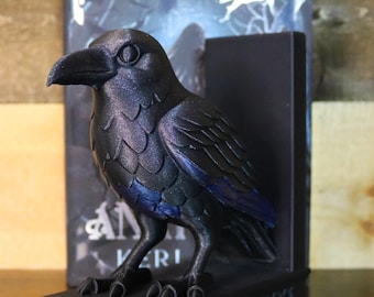 3D Printed Gothic Raven Book Ends | Dark Fantasy Bookshelf Decor | Raven Shelf Accent
