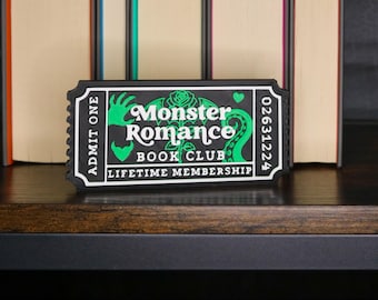 Monster Romance Book Club Ticket | 3D Printed Shelf Sitter, Spicy Decor