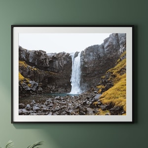 ICELAND WATERFALL PRINT - Gufufoss Original Icelandic Landscape Photography - Unframed, Framed or on Canvas - New Home Decor