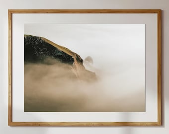 Tree On A Hill - Misty Morning Peak District Landscape Print, Framed or Canvas Large Wall Art Home Decor Moving Gift