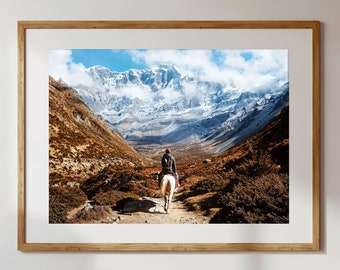 CHULU NEPAL - Print, Framed, Canvas - Annapurna Circuit Mountain Landscape Nature Photo - Original Wall Art, Home Decor, Travel Gift