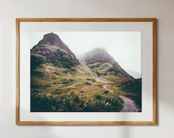 Scotland Print Two Sisters of Glencoe Mountain Art Landscape Photo Highlands Outdoors Fort William Scottish Wall Art Danscape UK Green