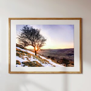 SUNSET SHEEP PRINT - Original Peak District Landscape Photography - Sunset Over Edale - Home Decor, Gift, Wall Art Framed Canvas Finish