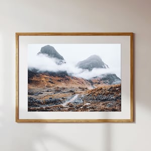 Misty Mountains - Glen Coe Original Scotland Landscape Photography - Three Sisters Mountains - Fine Art Print Unframed, Framed or on Canvas