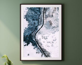 SNAKE PASS PRINT - Sheffield Photo, Framed Landscape, Aerial Abstract, Large Canvas Wall Art, White Blue Home Decor, New Home Gift