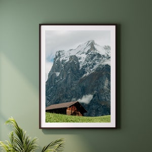 GRINDELWALD - Print, Framed, Canvas - Swiss Alps Mountain Chalet Landscape Nature Photo - Original Abstract Wall Art, Home Decor, Gift