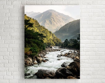 ANNAPURNA CIRCUIT PRINT - Nepal Landscape Photography, River at Bhulbhule - Original Fine Art Print, Frame or Canvas Wall Art, Home Decor