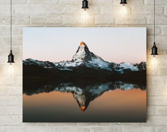 The Matterhorn Print - Framed Alps Mountain Photo, Large Landscape Canvas Wall Art, New Home Decor, Couples Gift