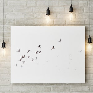 Winter Geese Print: Flock in Flight, Nature Photography