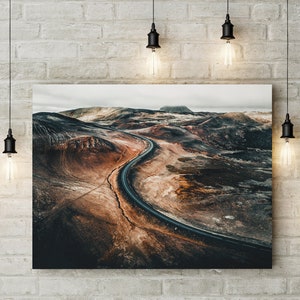 MOUNTAIN PASS - Print, Framed, Canvas - Iceland Mountain Aerial Landscape Photo - Original Wall Art, Orange Home Decor, Travel Gift