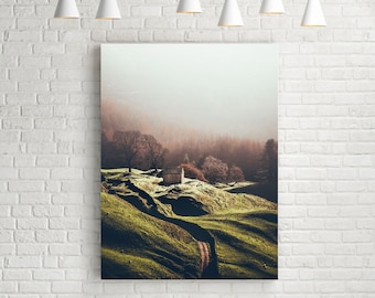 Peak District Print - Alport Castles Sheep & Barn Landscape Wall Art in the UK Poster Nature Photography Framed Picture Canvas Home Decor