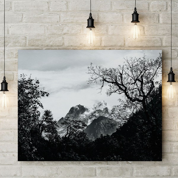 MANASLU NEPAL - Print, Framed, Canvas - Black and White Fine Art Landscape Nature Photo - Original Wall Art, Home Decor, Gifts