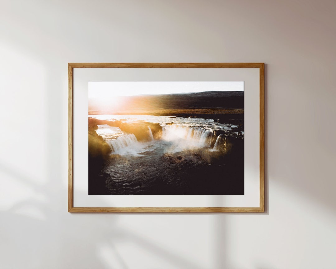 Icelandic Waterfall Print, Godafoss Iceland Landscape Canvas - Original ...